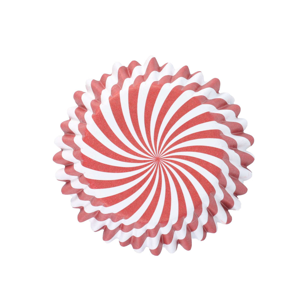 Weihnachtliche folienbeschichtete Cupcake-Förmchen - Zuckerstangenstreifen (30 Stück)