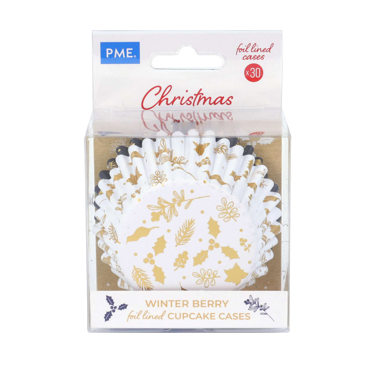 Kerst Cupcake Vormpjes met Folievoering - Winterbessen (30 stuks)