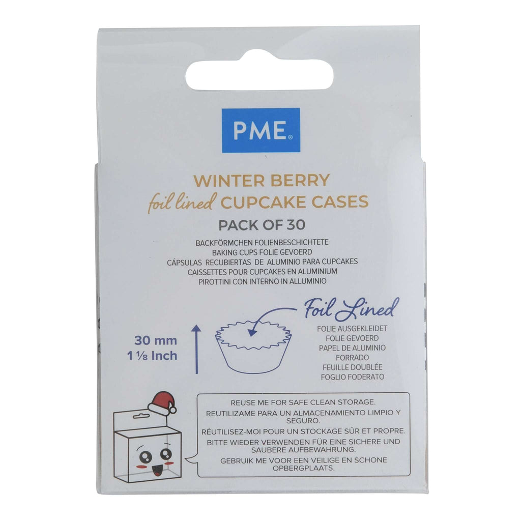 Weihnachtliche folienbeschichtete Cupcake-Förmchen - Winterbeeren (30 Stück)
