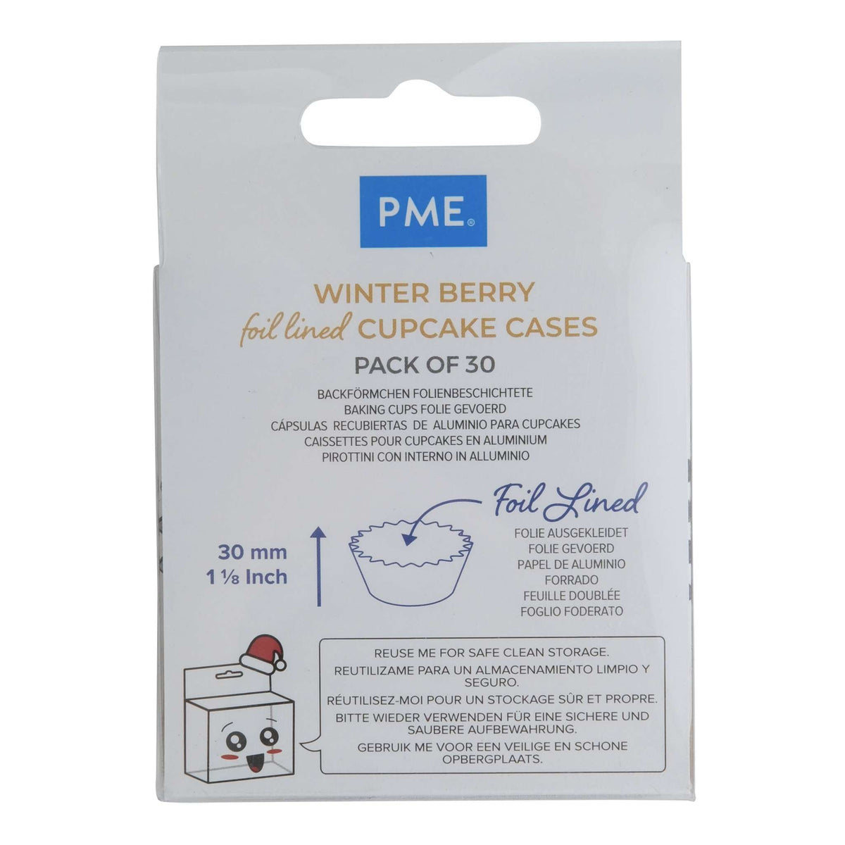 Weihnachtliche folienbeschichtete Cupcake-Förmchen - Winterbeeren (30 Stück)