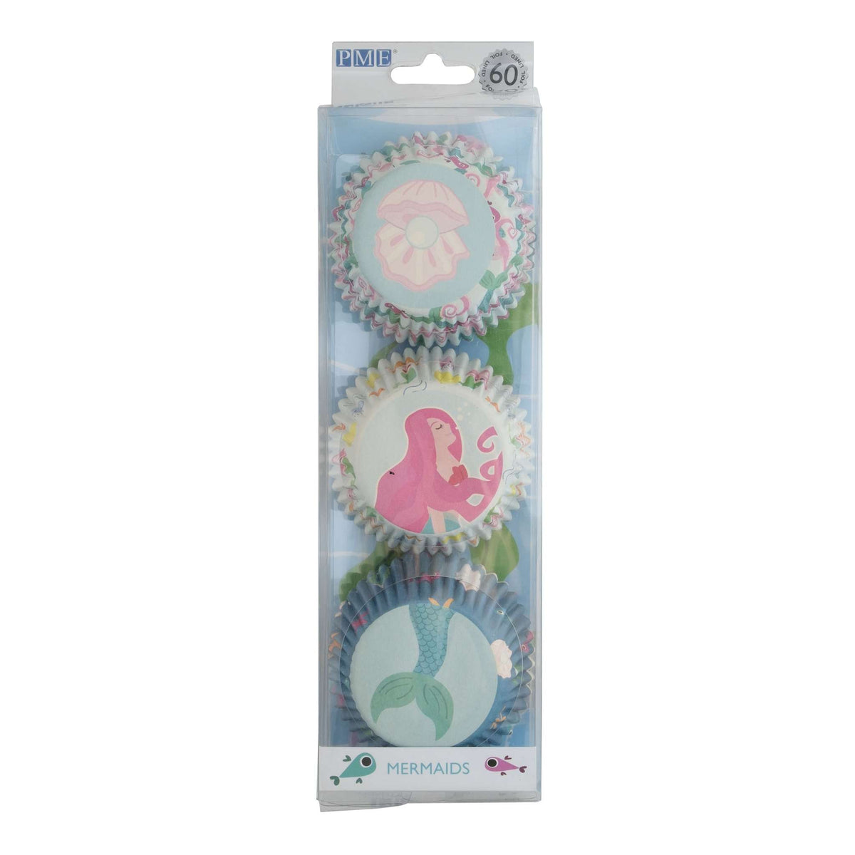 Caissettes à cupcakes doublées de feuille d'aluminium - Set de 3 sirènes, Pk/60