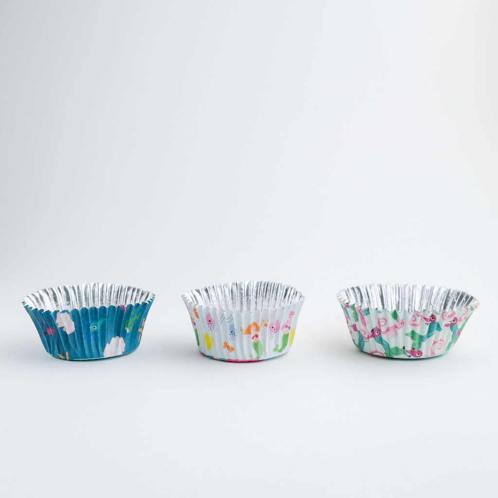 Cupcake Vormpjes Folie Gevoerd - Zeemeermin Set van 3, Pk/60