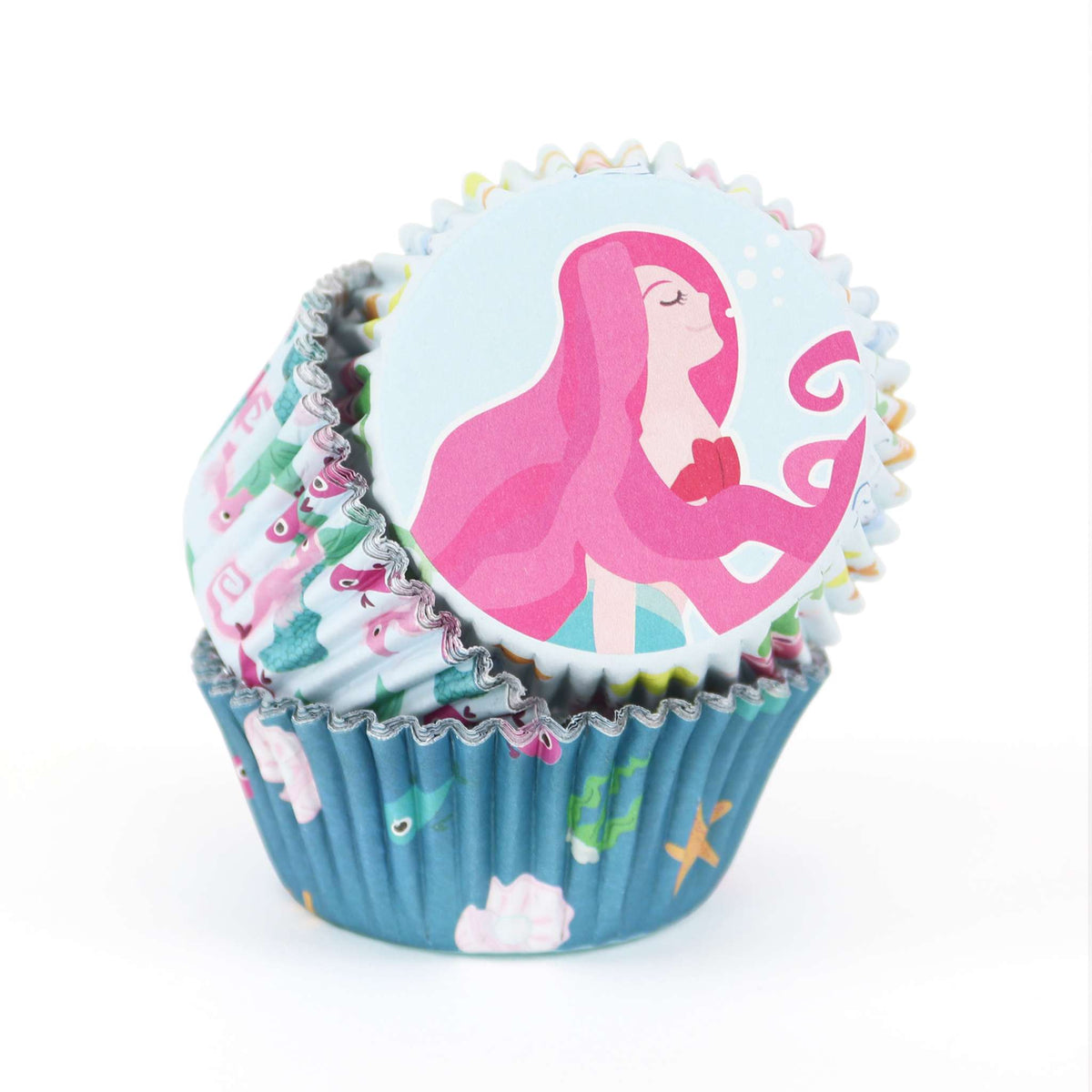 Caissettes à cupcakes doublées de feuille d'aluminium - Set de 3 sirènes, Pk/60