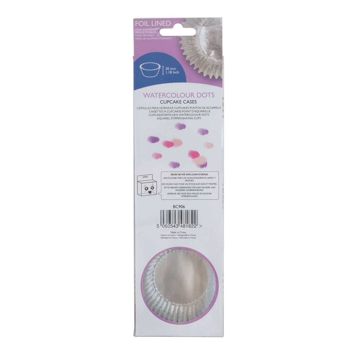 Watercolour Dots Foil Lined Cupcake Cases Pk/60