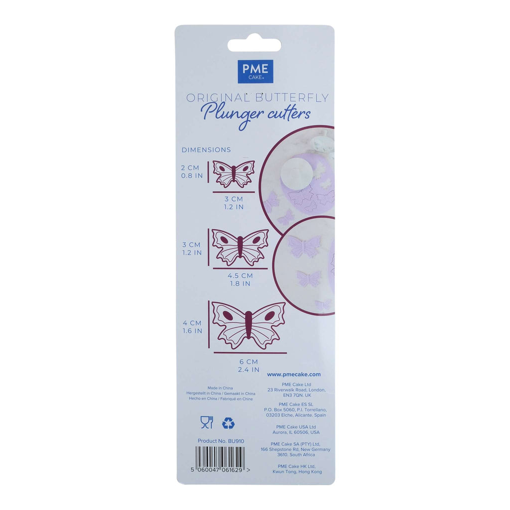 Veined Butterfly Fondant Plunger Cutters Set Of 3