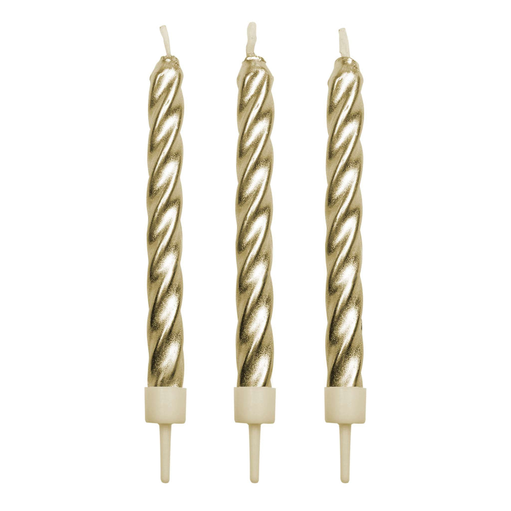 Kaarsen - Gouden Twist met Houders Pk/10 (62mm / 2.4")