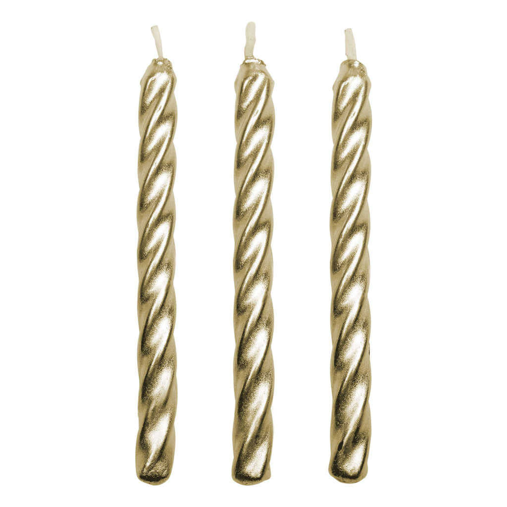 Kaarsen - Gouden Twist met Houders Pk/10 (62mm / 2.4")