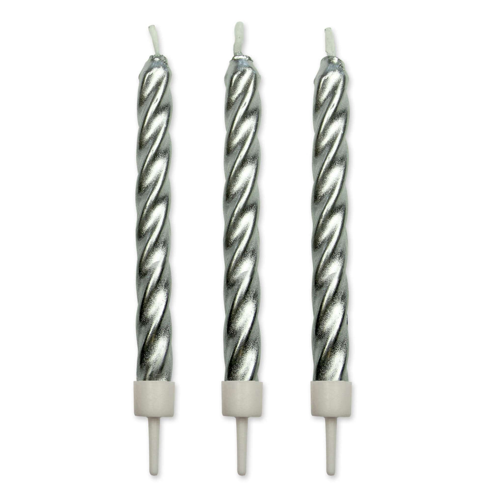 Silver Twist Candles Set Of 10