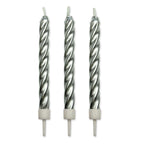 Silver Twist Candles Set Of 10