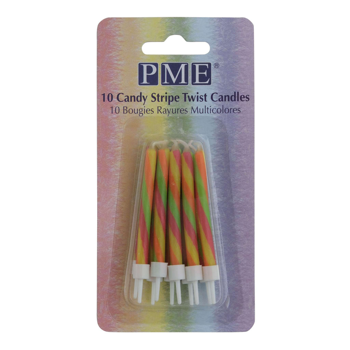Candy Stripes Twist Candles W/ Holders Pk/10