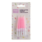 Kaarsen - Roze Glitter met Houders Pk/10 (62mm / 2.4")