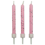 Kaarsen - Roze Glitter met Houders Pk/10 (62mm / 2.4")