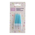 Blue Glitter Candles Set Of 10