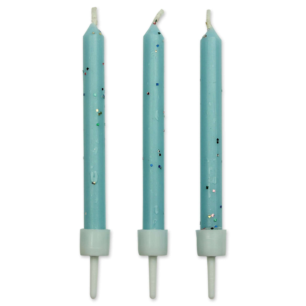 Blue Glitter Candles Set Of 10