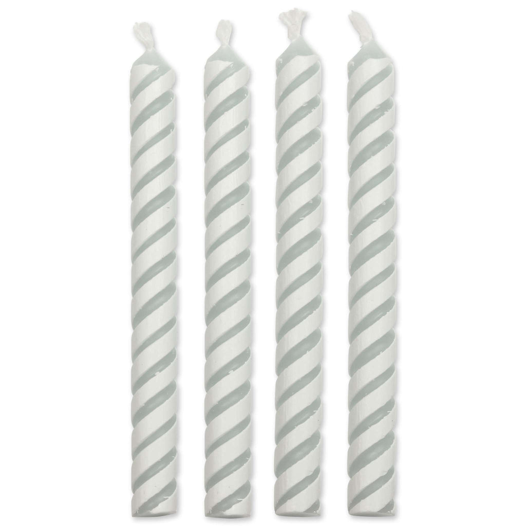 Medium White Striped Candles Set Of 24
