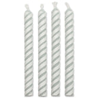 Medium White Striped Candles Set Of 24