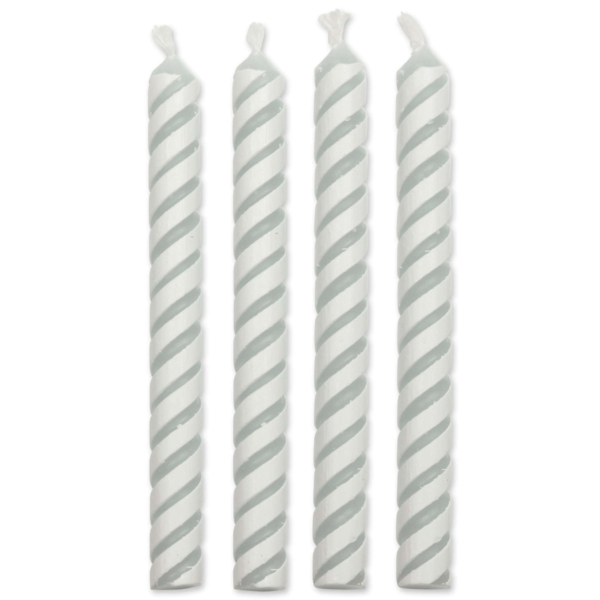 Medium White Striped Candles Set Of 24