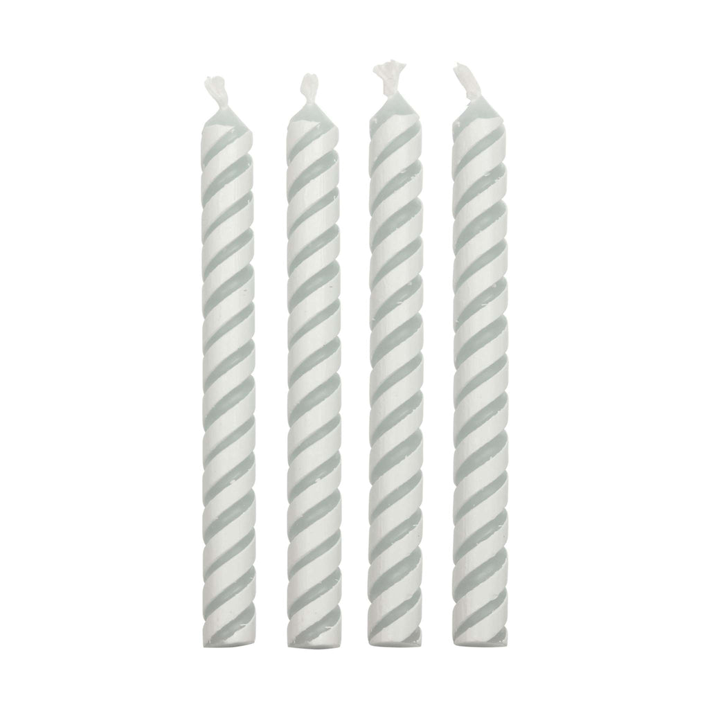 Small White Striped Candles Set Of 24