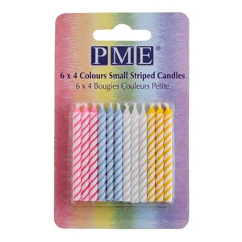 Small Striped Candles Set Of 24