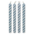 Blue Medium Striped Candles Pk/24