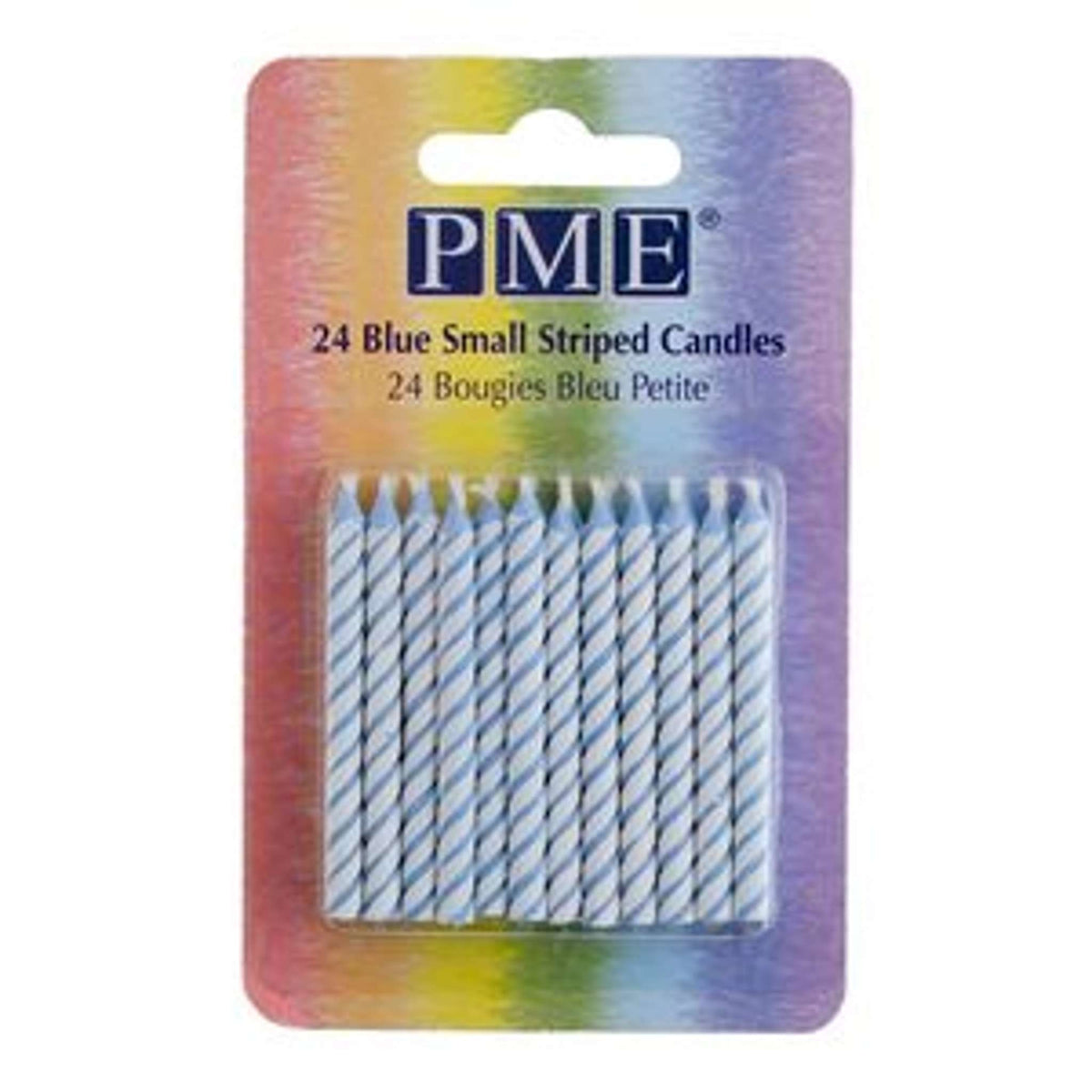 Bougies - Lot de 24 à rayures petites bleues (48mm / 1,9 po)