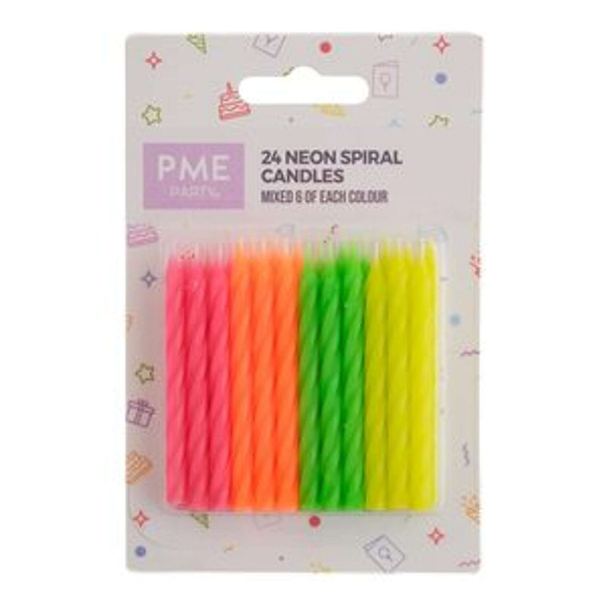 Bougies - Lot de 24 en spirale néon (59mm / 2,3 po)