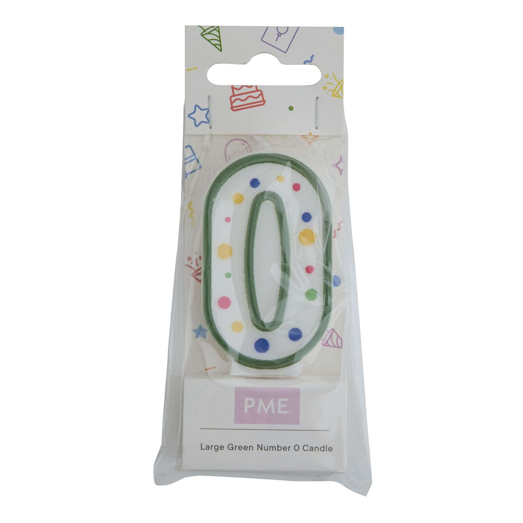 Large Green Number Zero Candle
