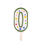 Large Green Number Zero Candle