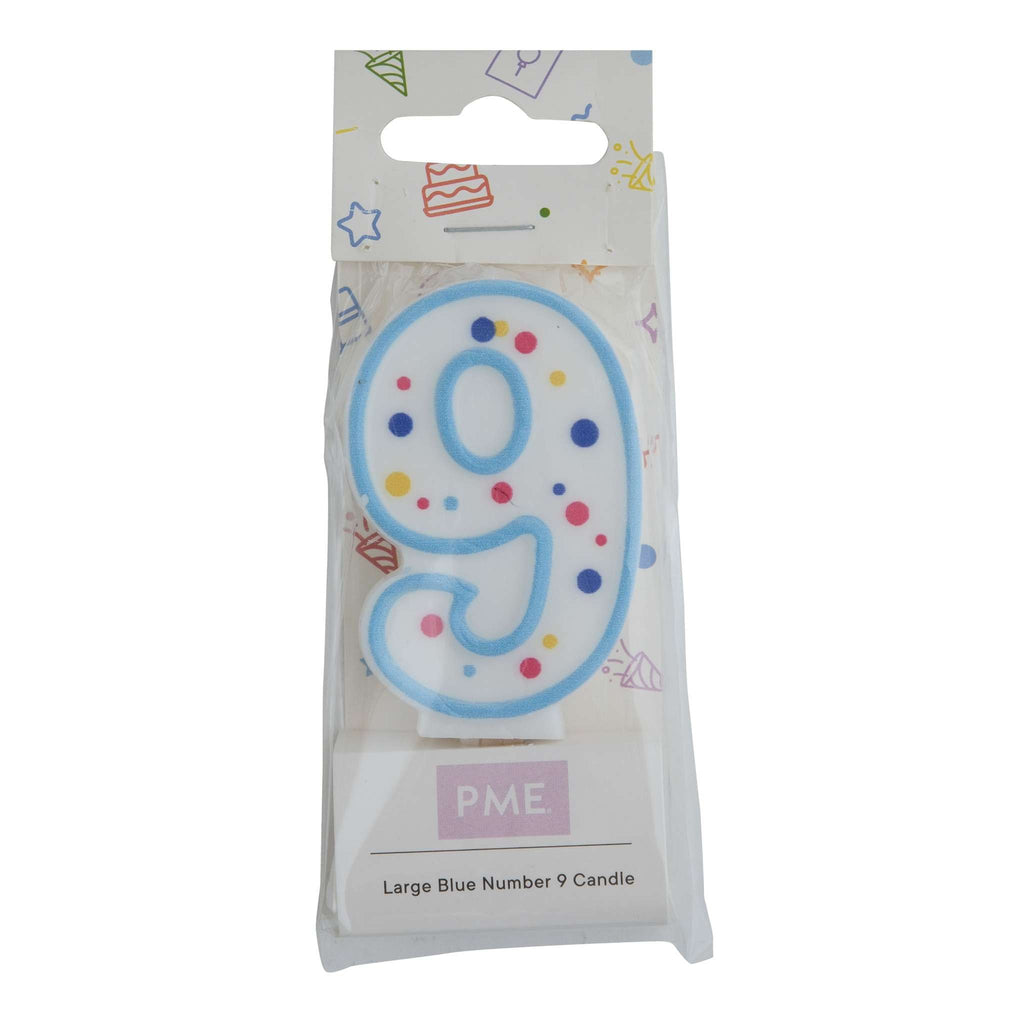 Large Blue Number Nine Candle