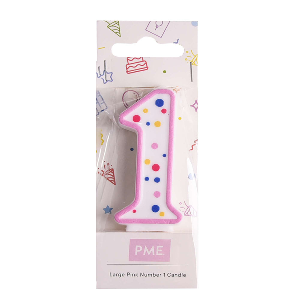 Large Pink Number One Candle