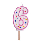 Large Pink Number Six Candle