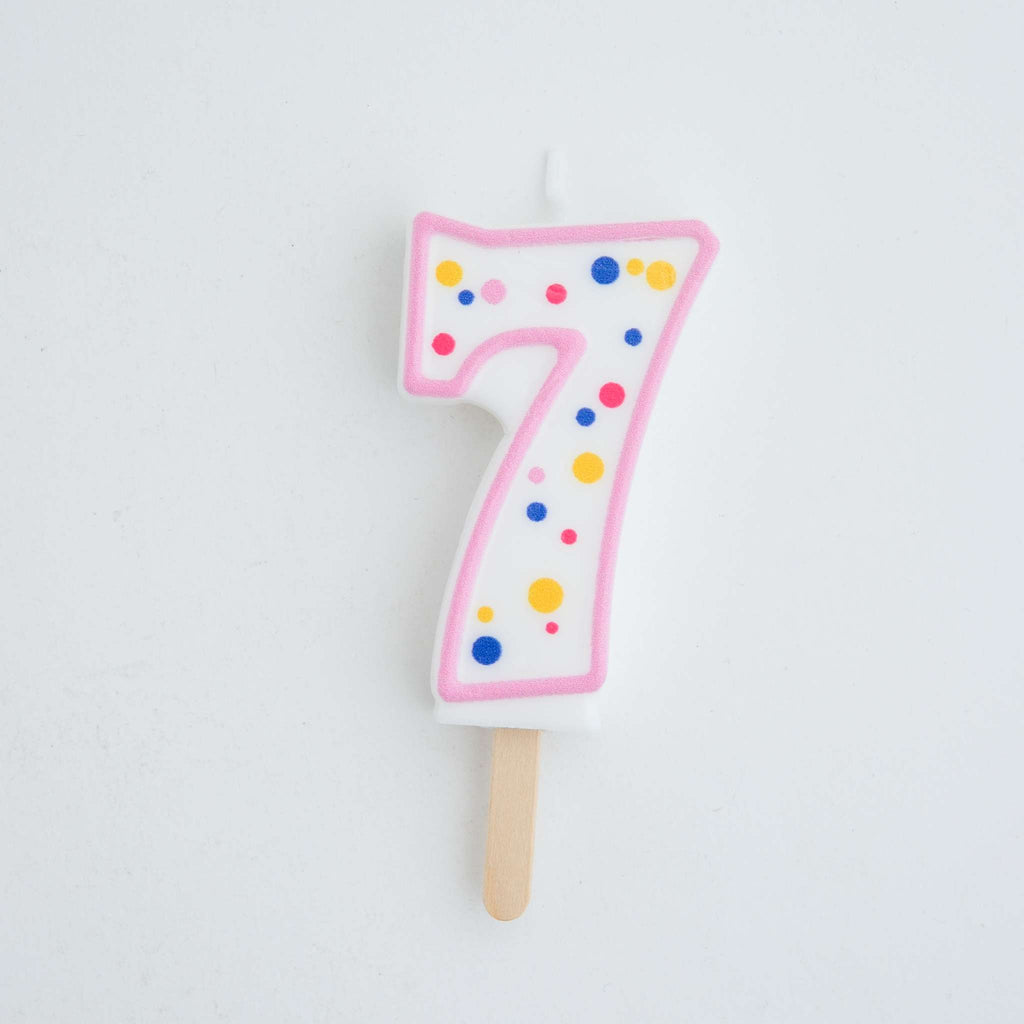 Large Pink Number Seven Candle