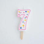 Large Pink Number Seven Candle
