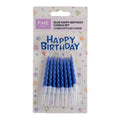 Ensemble de bougies "Joyeux Anniversaire" bleues avec plaque