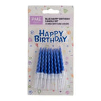 Ensemble de bougies "Joyeux Anniversaire" bleues avec plaque