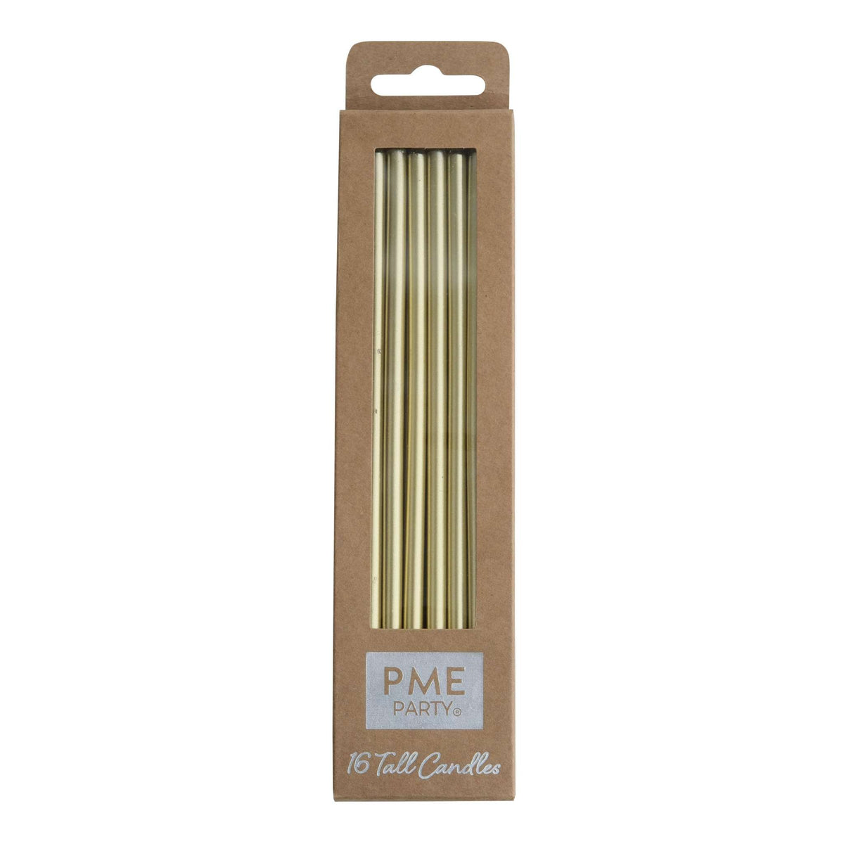 Velas - Extra Largas Doradas con Soporte, Pack de 16 (18cm / 7")