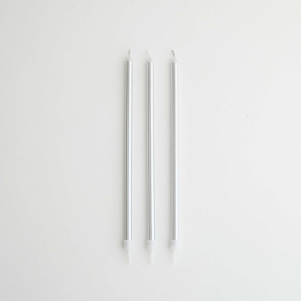 Silver Tall Candles Set Of 16