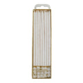 White Glitter Tall Candles Set Of 16
