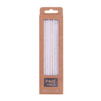 White Glitter Tall Candles Set Of 16