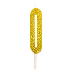 Gold Glitter Number Zero Candle