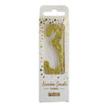 Gold Glitter Number Three Candle