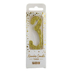 Gold Glitter Number Three Candle
