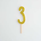 Gold Glitter Number Three Candle