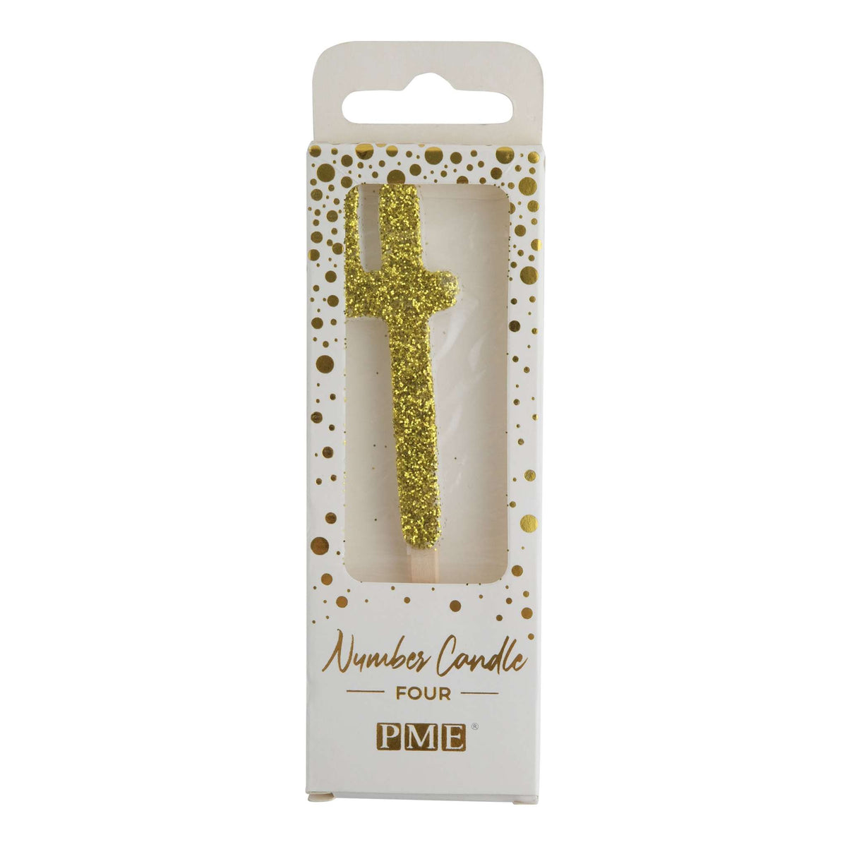 Goldene Glitter-Zahl-Kerze 4