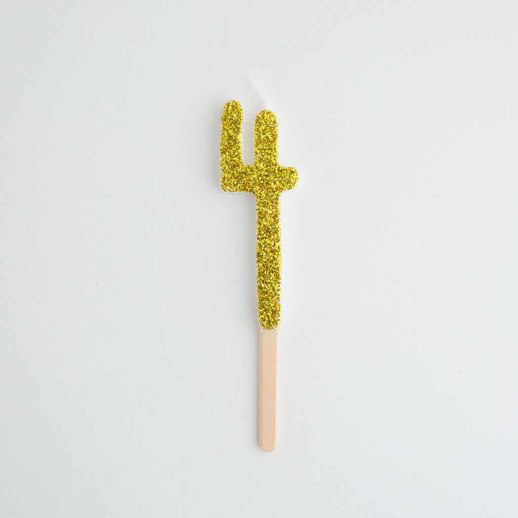 Goldene Glitter-Zahl-Kerze 4