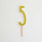 Goldene Glitter-Zahl-Kerze 5