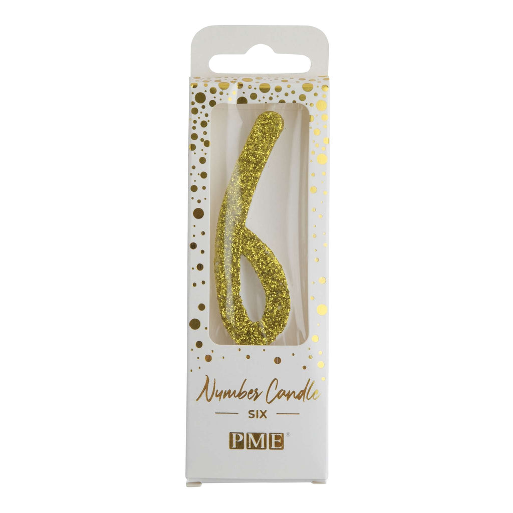 Gouden Glitter Cijferkaars 6
