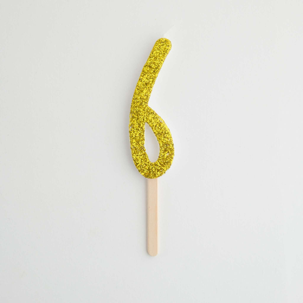 Gouden Glitter Cijferkaars 6