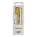 Gold Glitter Number Nine Candle