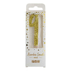 Gold Glitter Number Nine Candle